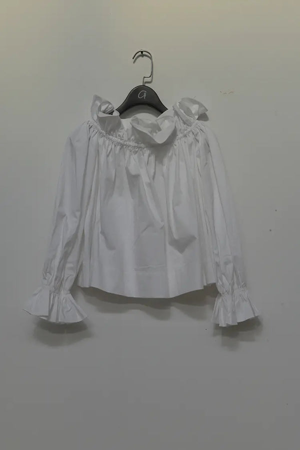 MING MA One-line collar lace top SS21-TO07-WTCT